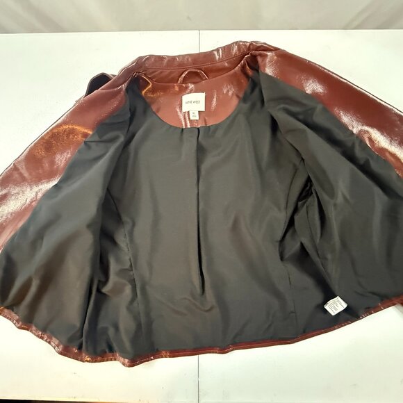Nine West Faux Leather Biker Jacket Brown Women's XL - Picture 6 of 7